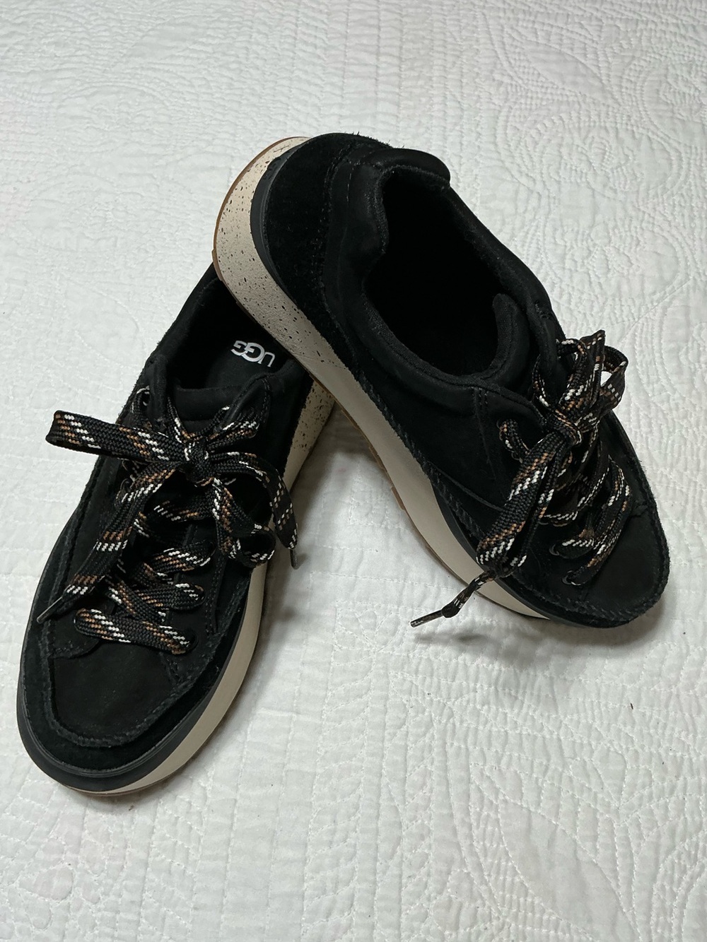 UGG Marin Lace Black Platform Sneakers Size 8